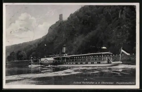 AK Dampfer Kaiser Wilhelm auf der Weser den Hugenottenturm passierend