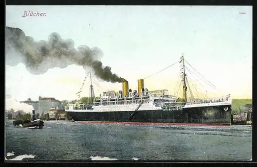 AK Passagierschiff Blücher mit rauchenden Schloten