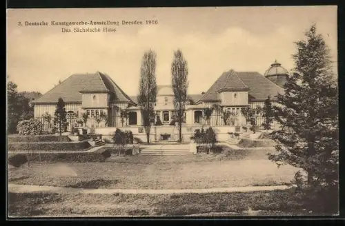 AK Dresden, 3.Deutsche Kunstgewerbe-Ausstellung 1906, Das deutsche Haus