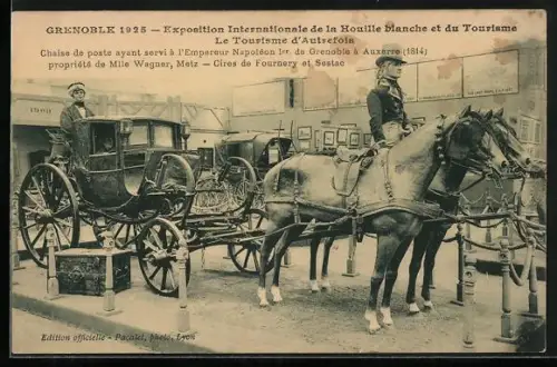 AK Grenoble, Exposition Internationale de la Houille blanche et du Tourisme 1925, Pferdekutsche, Tourismus-Ausstellung
