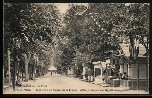 AK Le Mans, Exposition de l`Ouest de la France, Allée principale des Quinconces