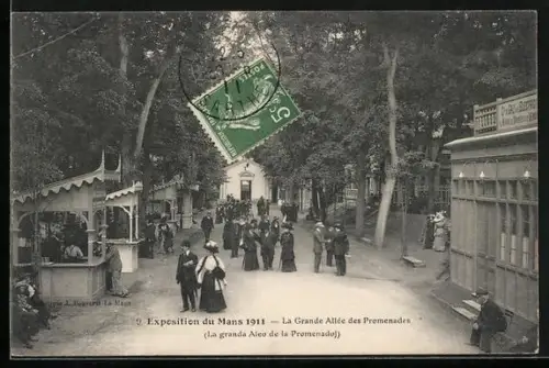 AK Le Mans, Exposition 1911, La Grand Allée des Promenades