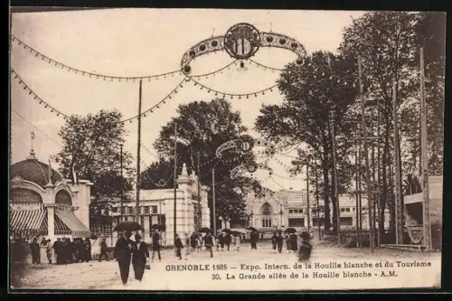 AK Grenoble, Expo. Intern. de la Houille blanche et du Tourisme 1925, La Grande allée de la Houille blanche