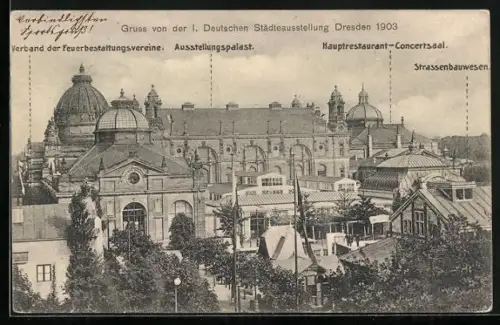 AK Dresden, 1. Deutsche Städte-Ausstellung 1903, Hauptrestaurant-Concertsaal