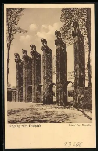 AK Magdeburg, Deutsche Theaterausstellung 1927, Eingang zum Festpark