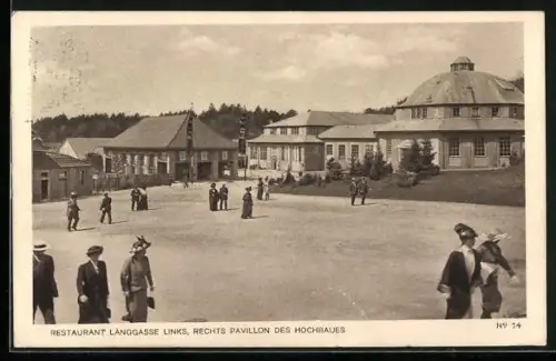 AK Bern, Schweizer Landes-Ausstellung 1914, Restaurant Länggasse links, rechts Pavillon des Hochbaues