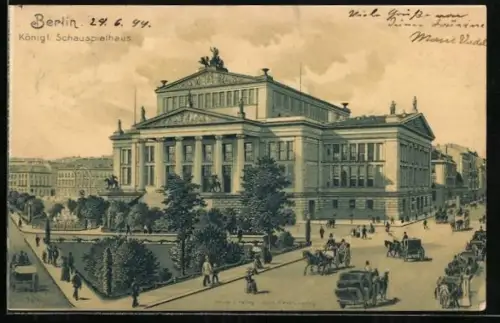 Lithographie Berlin, Königliches Schauspielhaus, Gendarmenmarkt