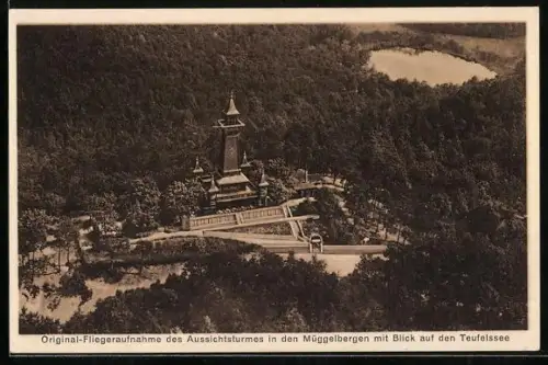 AK Berlin-Köpenick, Aussichtsturm Müggelberge, Teufelssee