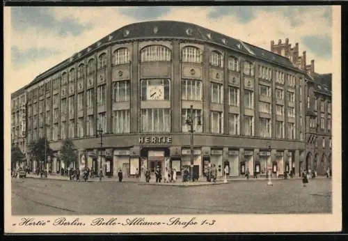AK Berlin-Kreuzberg, Kaufhaus Hertie, Belle-Alliance-Strasse 1-3