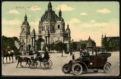 AK Berlin, Blick zum Kgl. Dom, Pferdekutsche