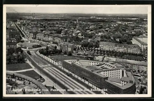 AK Berlin-Charlottenburg, Panorama vom Funkturm mit Haus des Rundfunks