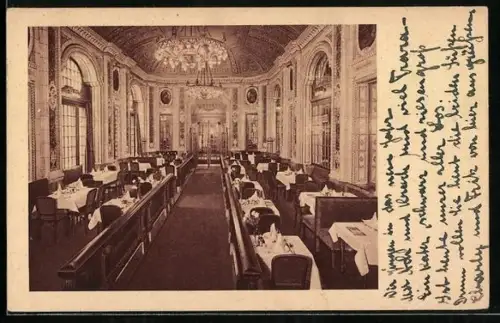AK Berlin, Weinstuben Kempinski, Cadiner-Saal mit gedeckten Tischen