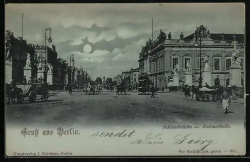 Mondschein-AK Berlin, Ruhmeshalle und Schlossbrücke
