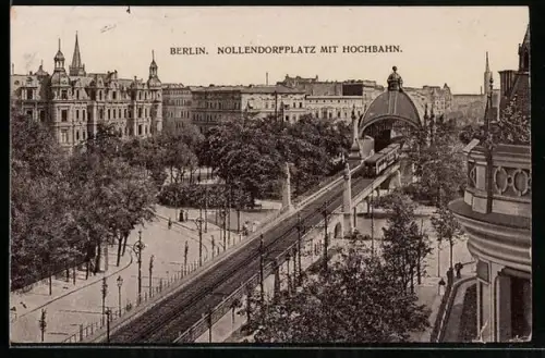 AK Berlin-Schöneberg, Nollendorfplatz mit U-Bahn aus der Vogelschau