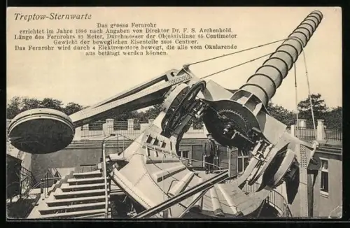 AK Berlin-Treptow, Sternwarte, das grosse Fernrohr