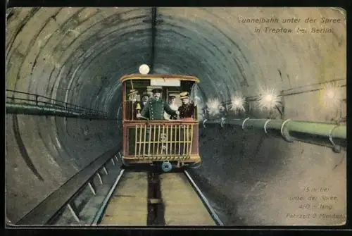 AK Berlin-Treptow, Tunnelbahn unter der Spree