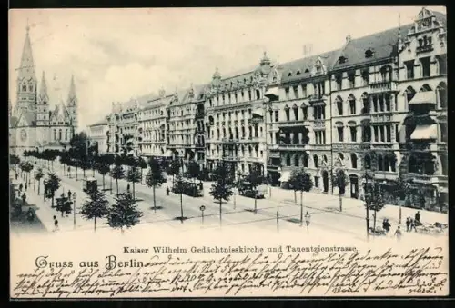 AK Berlin-Charlottenburg, Kaiser Wilhelm Gedächtniskirche und Tauentzienstrasse