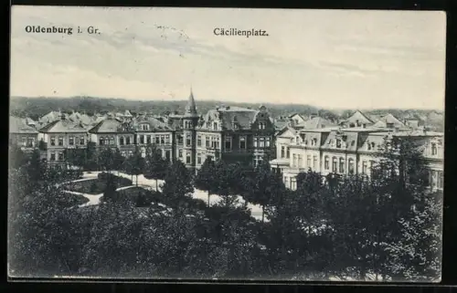AK Oldenburg i. Gr., Strasse am Cäcilienplatz aus der Vogelschau