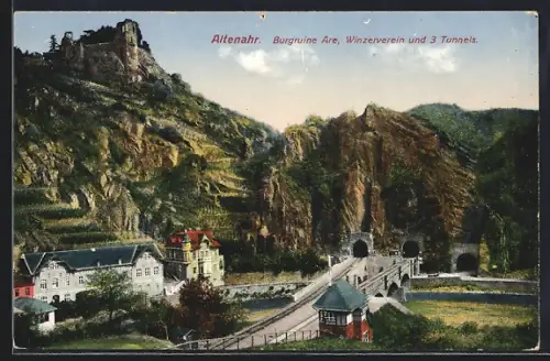 AK Altenahr, Burgruine Are, Winzerverein und 3 Tunnels