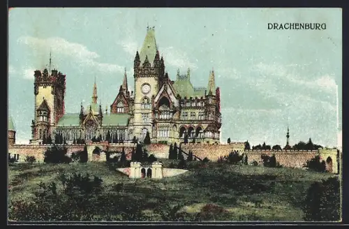AK Drachenburg, Totalansicht der Burg