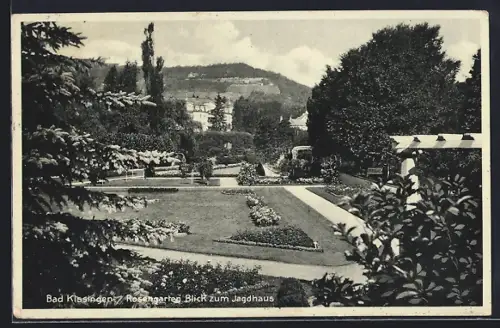AK Bad Kissingen, Rosengarten, Blick zum Jagdhaus