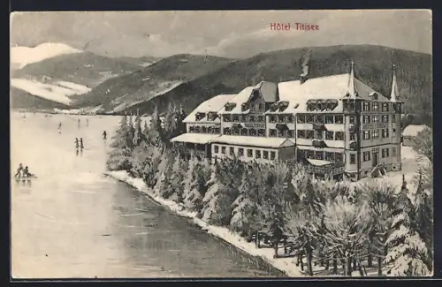 AK Titisee /bad. Schwarzwald, Hôtel Titisee, Besitzer Reinhard Wolf, Winteransicht