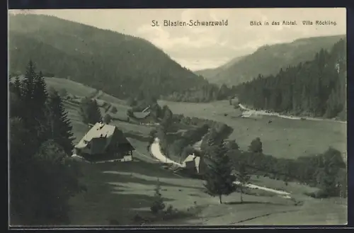 AK St. Blasien-Schwarzwald, Blick in das Albtal, Villa Röchling