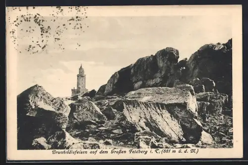 AK Grosser Feldberg i. T., Brunhildisfelsen, Aussichtsturm