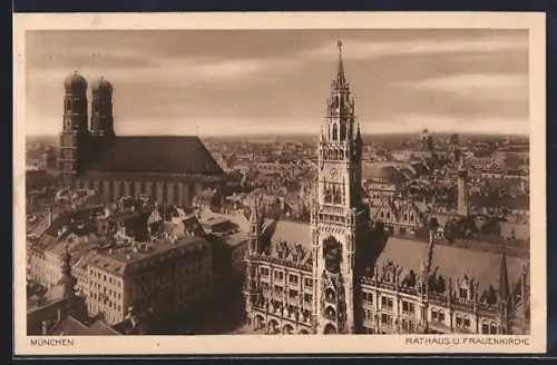 AK München, Rathaus, Frauenkirche