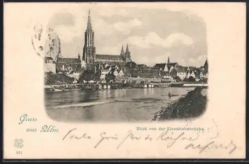 AK Ulm / Donau, Blick von der Eisenbahnbrücke