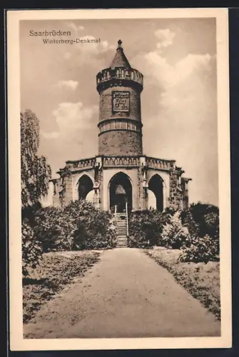AK Saarbrücken, Blick zum Winterbergdenkmal