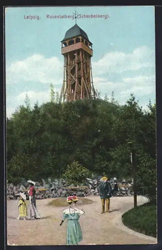 AK Leipzig, Aussichtsturm auf dem Rosentalberg, Scherbelberg