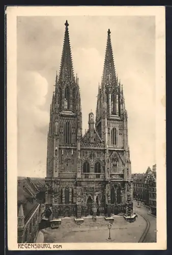 AK Regensburg, Dom mit Strassenpartie