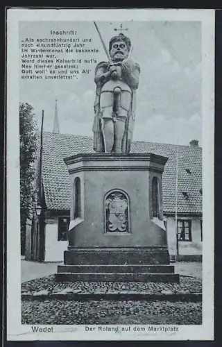 AK Wedel, Der Roland auf dem Marktplatz, Vers