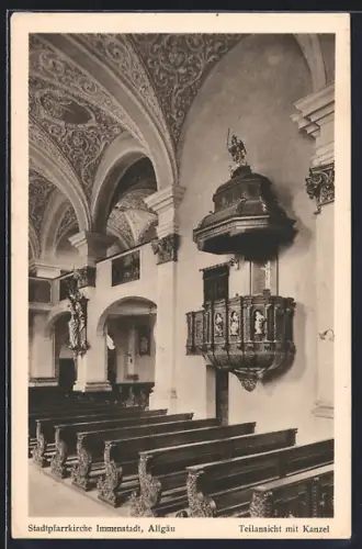AK Immenstadt /Allgäu, Stadtpfarrkirche, Teilansicht mit Kanzel