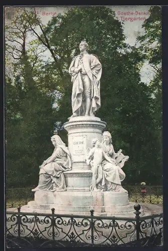 AK Berlin, Goethe-Denkmal im Tiergarten