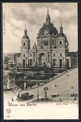 AK Berlin, Neuer Dom mit Pferdebahn