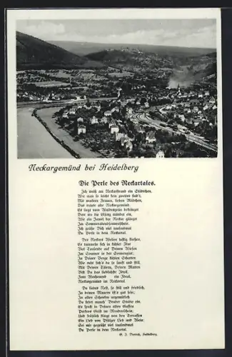 AK Neckargemünd bei Heidelberg, Teilansicht mit Eisenbahn