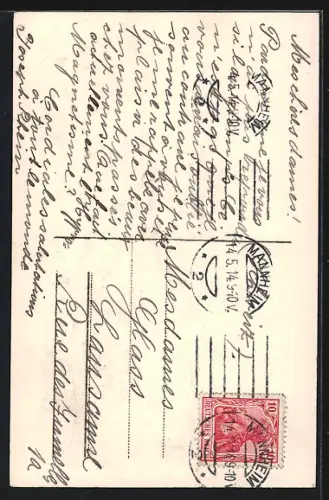 AK Mannheim, Christuskirche mit Strassenpartie