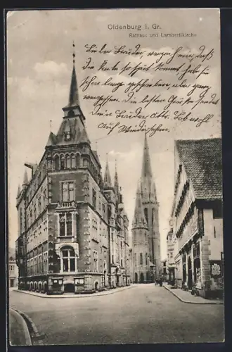 AK Oldenburg i. Gr., Rathaus und Lambertikirche