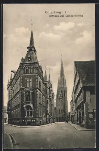 AK Oldenburg i. Gr., Rathaus und Lambertikirche