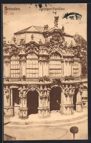 AK Dresden, Zwinger Pavillon von vorne gesehen