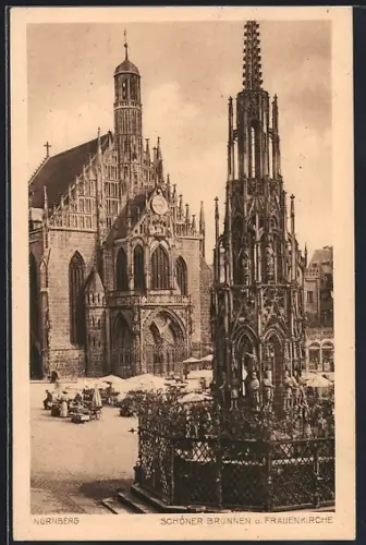 AK Nürnberg, Schöner Brunnen und Frauenkirche