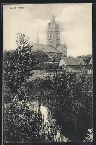 AK Gross-Gerau, Ortspartie mit Kirche