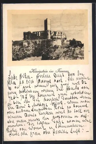 Künstler-AK Königstein im Taunus, Burgruine
