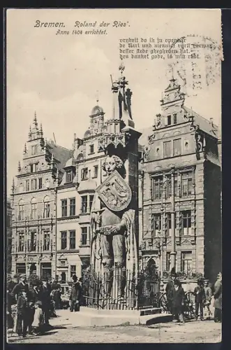 AK Bremen, Roland Denkmal, ergbaut 1404