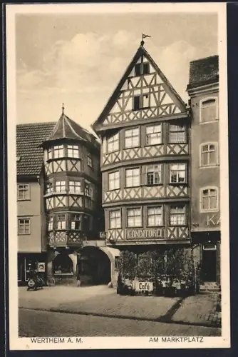 AK Wertheim a. M., Konditorei u. Cafe am Marktplatz