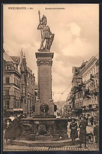 AK Freiburg i. Br., Partie am Bertholdsbrunnen
