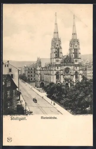 AK Stuttgart, Blick auf die Marienkirche