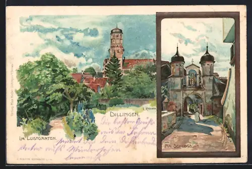 Künstler-AK Dillingen / Donau, Im Lustgarten